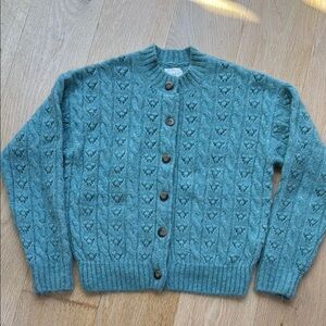 Doen Softest Cable Knit Women's Teal Sweater. Spring Cutie!
